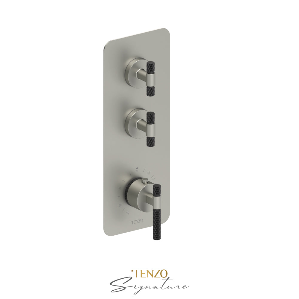 Tenzo Bellacio Extenza 2-Function Thermostatic High-Flow Shower Valve, Rough & Trim, Larger Knurled - BET42-C