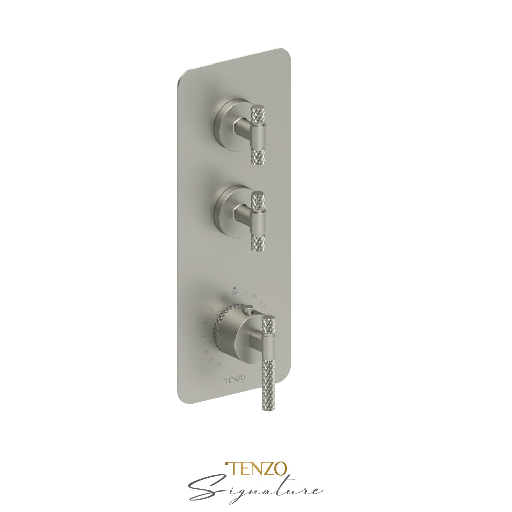 Tenzo Bellacio Extenza 2-Function Thermostatic High-Flow Shower Valve, Rough & Trim, Larger Knurled - BET42-C