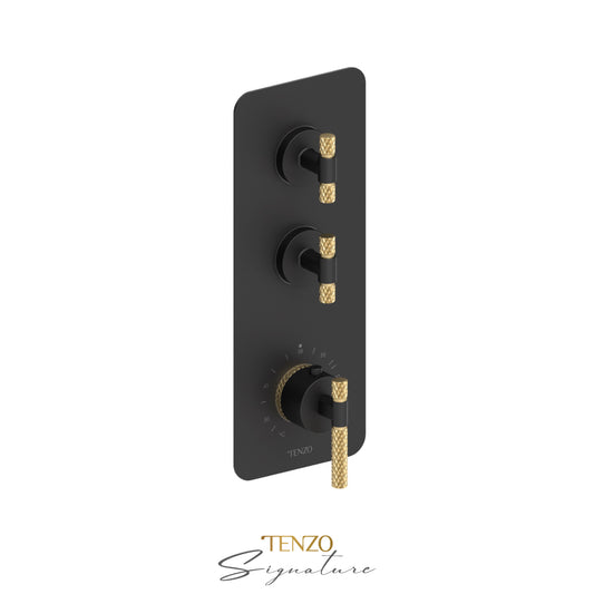 Tenzo Bellacio Extenza 2-Function Thermostatic High-Flow Shower Valve, Rough & Trim, Larger Knurled - BET42-C