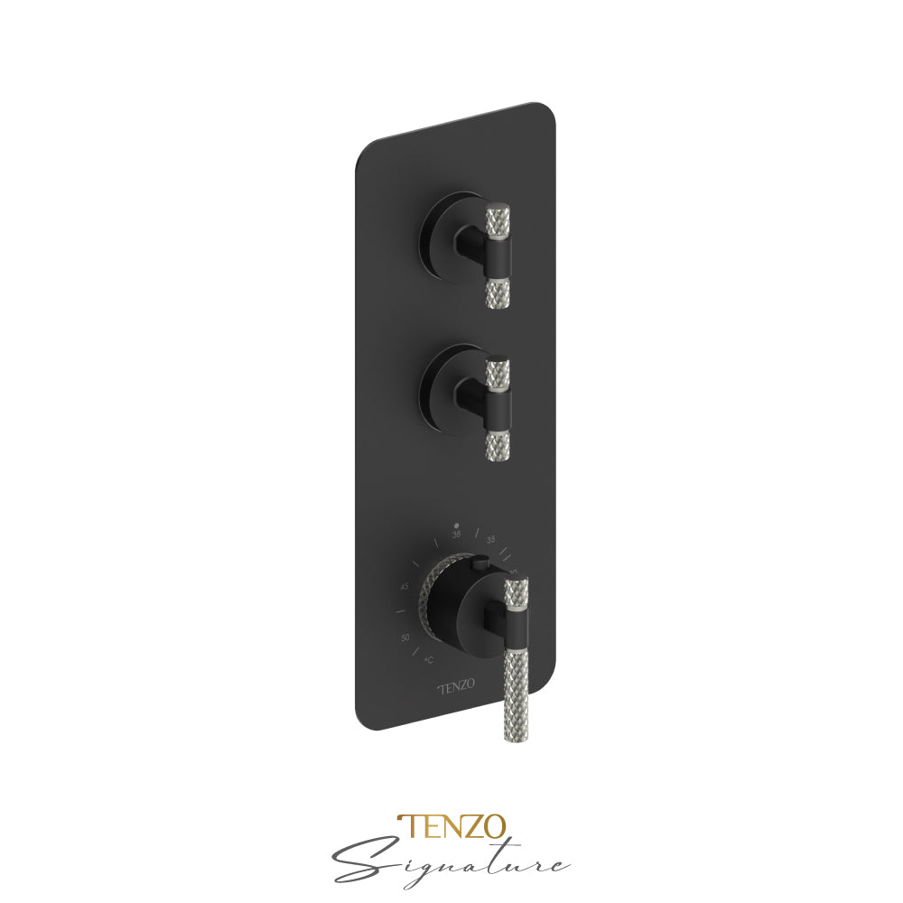 Tenzo Bellacio Extenza 2-Function Thermostatic High-Flow Shower Valve, Rough & Trim, Larger Knurled - BET42-C