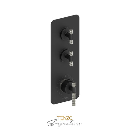 Tenzo Bellacio Extenza 2-Function Thermostatic High-Flow Shower Valve, Rough & Trim, Larger Knurled - BET42-C