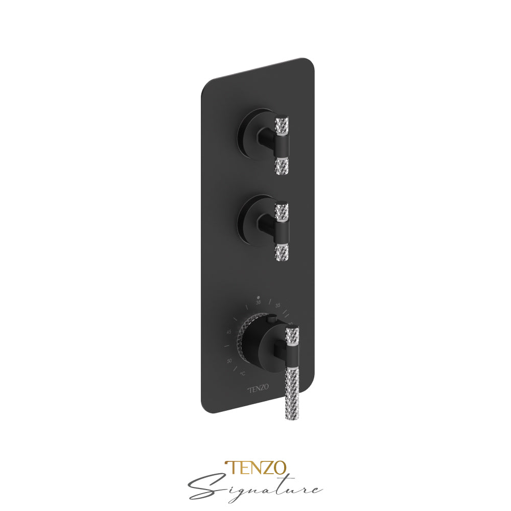 Tenzo Bellacio Extenza 2-Function Thermostatic High-Flow Shower Valve, Rough & Trim, Larger Knurled - BET42-C