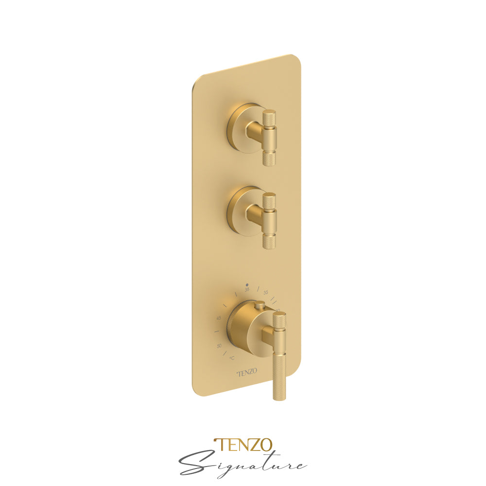 Tenzo Bellacio Extenza 2-Function Thermostatic High-Flow Shower Valve, Rough & Trim, Smaller Knurled - BET42-F