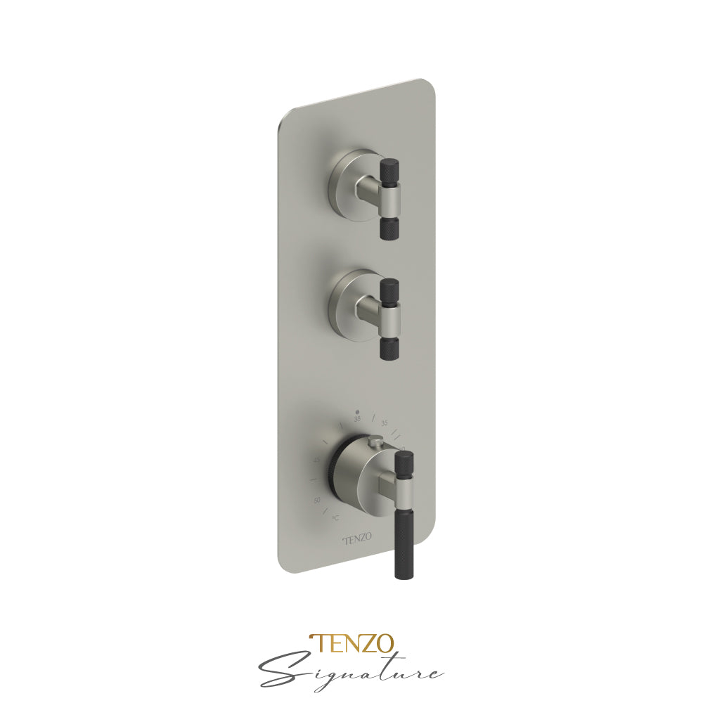 Tenzo Bellacio Extenza 2-Function Thermostatic High-Flow Shower Valve, Rough & Trim, Smaller Knurled - BET42-F