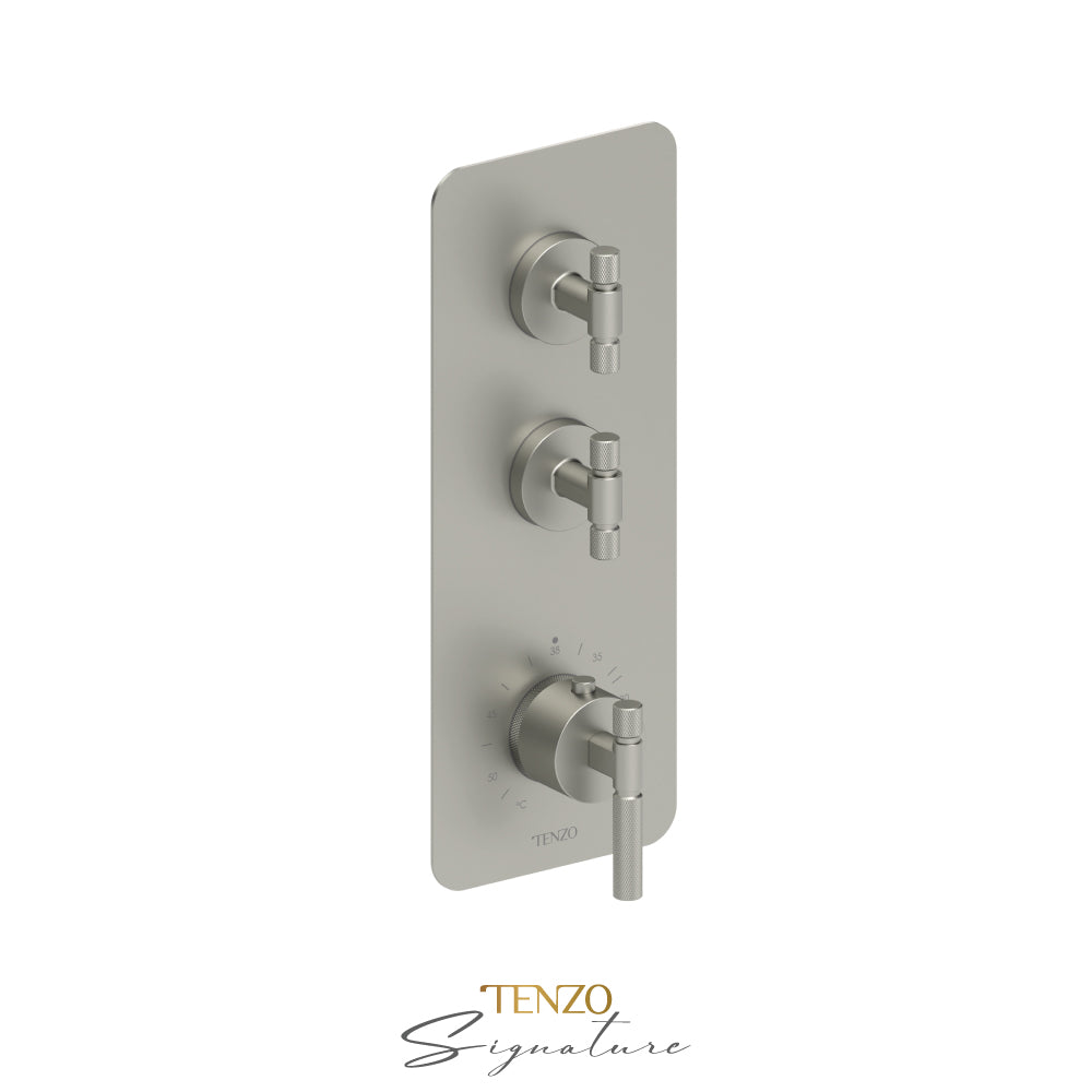 Tenzo Bellacio Extenza 2-Function Thermostatic High-Flow Shower Valve, Rough & Trim, Smaller Knurled - BET42-F