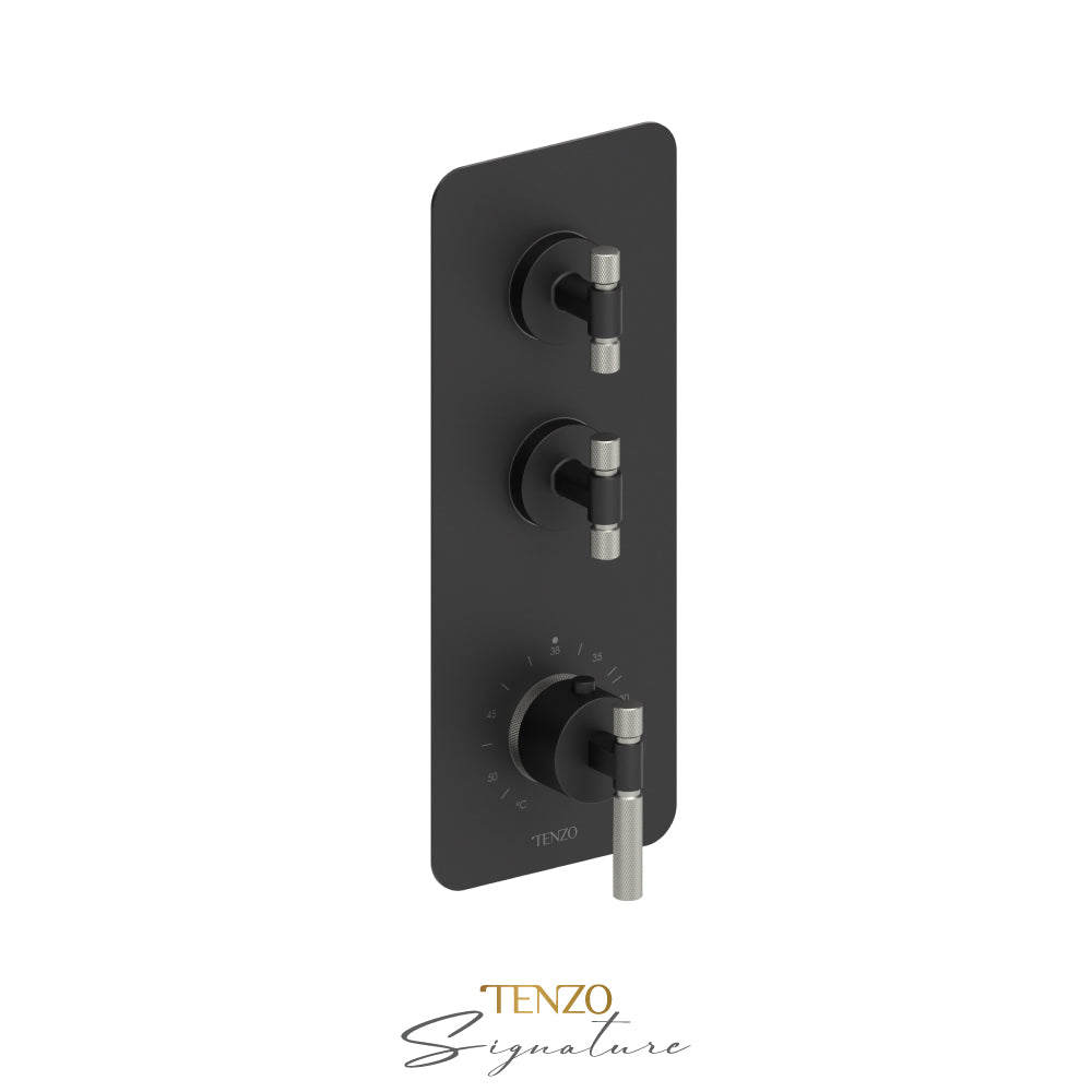 Tenzo Bellacio Extenza 2-Function Thermostatic High-Flow Shower Valve, Rough & Trim, Smaller Knurled - BET42-F