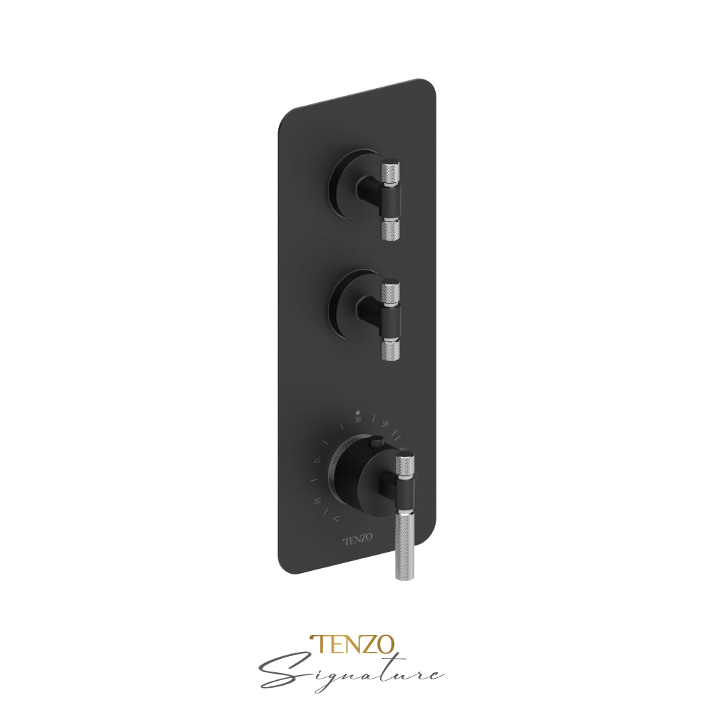 Tenzo Bellacio Extenza 2-Function Thermostatic High-Flow Shower Valve, Rough & Trim, Smaller Knurled - BET42-F