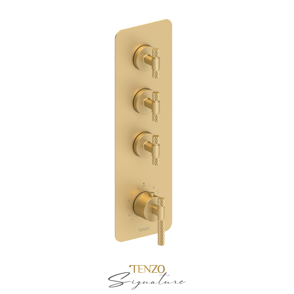 Tenzo Bellacio Extenza 3-Function Thermostatic High-Flow Shower Valve, Rough & Trim, Larger Knurled - BET43-C
