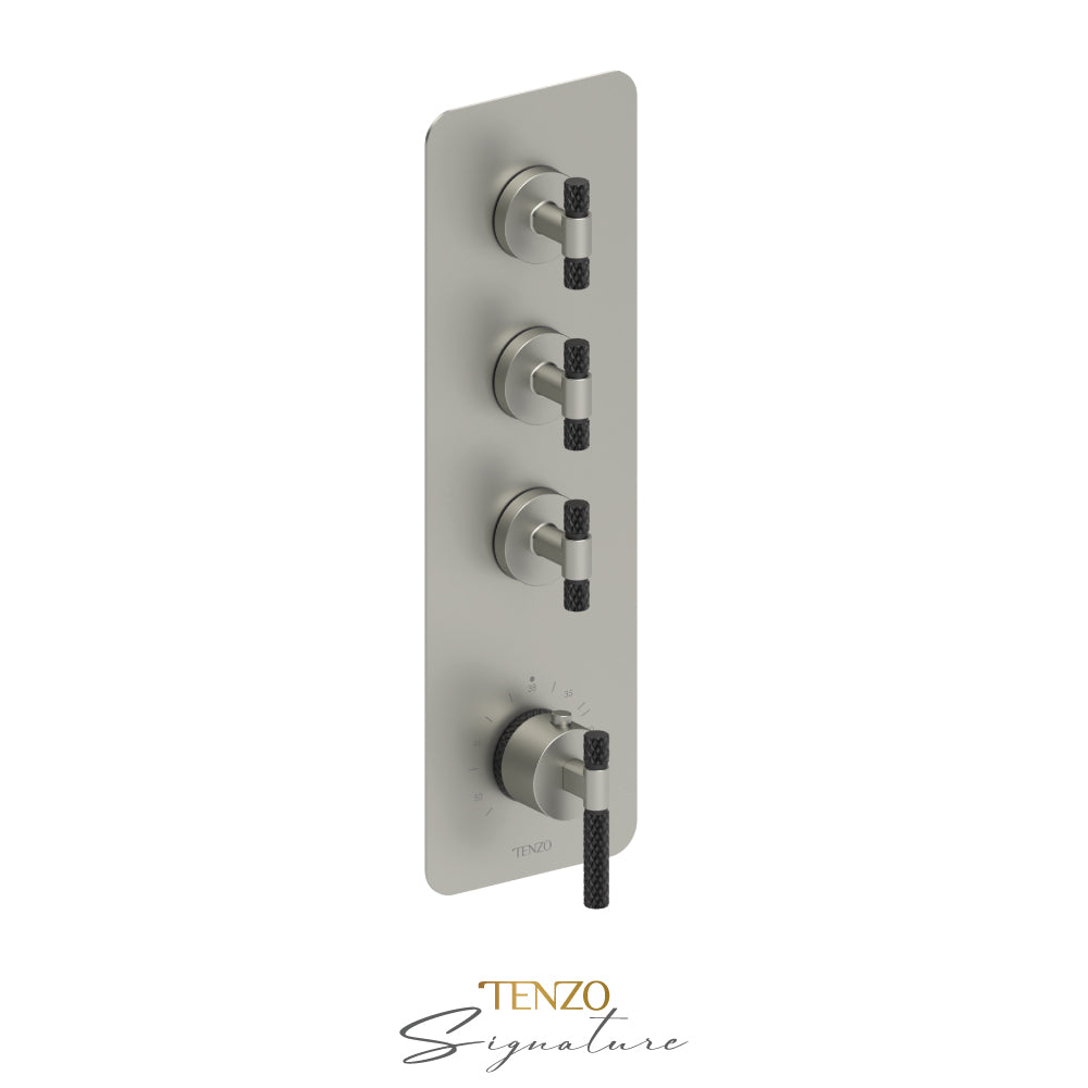 Tenzo Bellacio Extenza 3-Function Thermostatic High-Flow Shower Valve, Rough & Trim, Larger Knurled - BET43-C