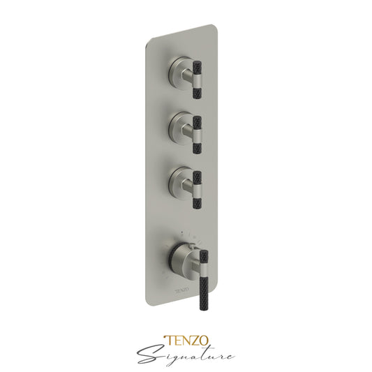 Tenzo Bellacio Extenza 3-Function Thermostatic High-Flow Shower Valve, Rough & Trim, Larger Knurled - BET43-C