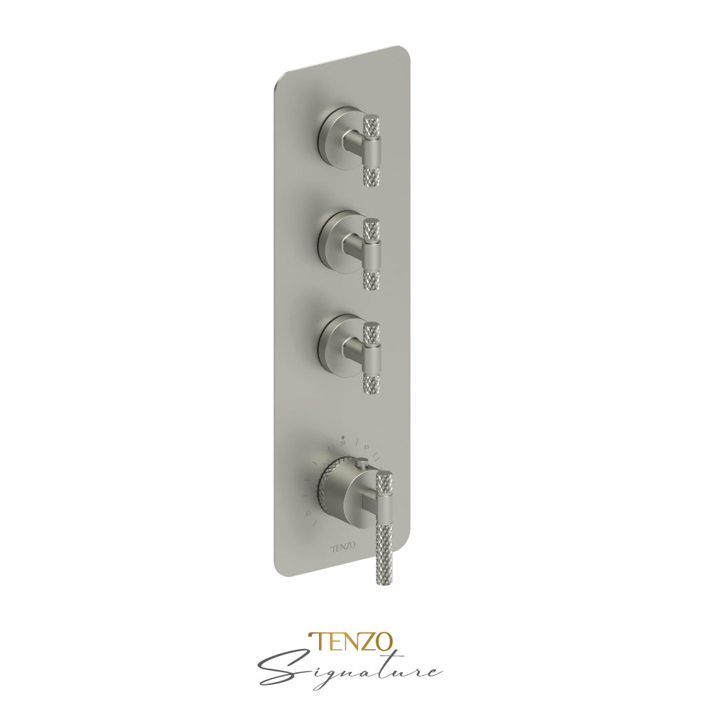 Tenzo Bellacio Extenza 3-Function Thermostatic High-Flow Shower Valve, Rough & Trim, Larger Knurled - BET43-C