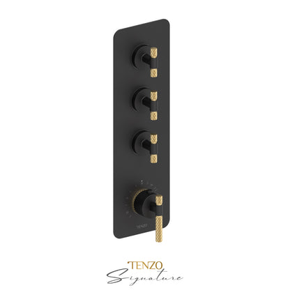 Tenzo Bellacio Extenza 3-Function Thermostatic High-Flow Shower Valve, Rough & Trim, Larger Knurled - BET43-C