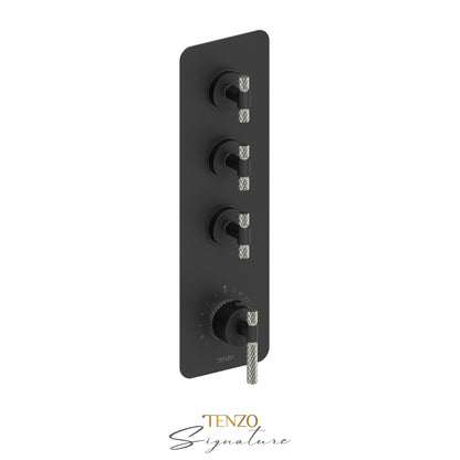 Tenzo Bellacio Extenza 3-Function Thermostatic High-Flow Shower Valve, Rough & Trim, Larger Knurled - BET43-C