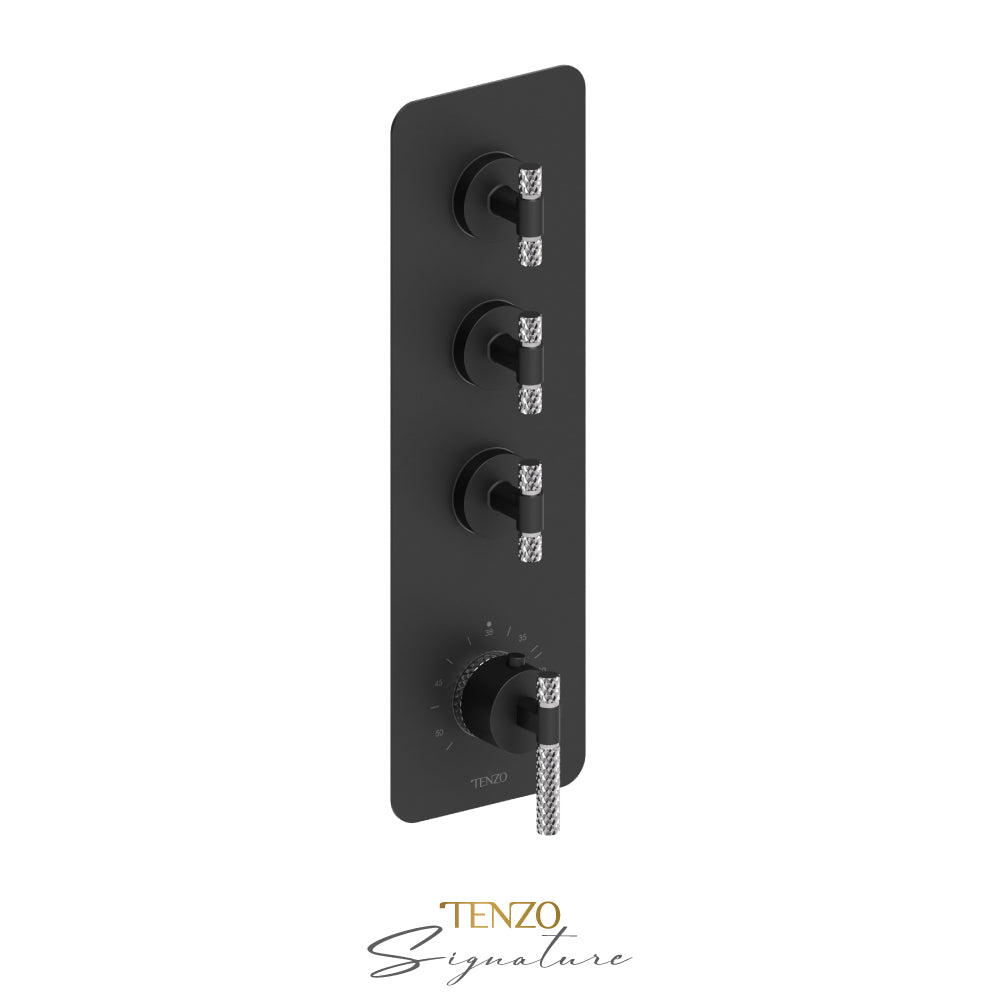Tenzo Bellacio Extenza 3-Function Thermostatic High-Flow Shower Valve, Rough & Trim, Larger Knurled - BET43-C