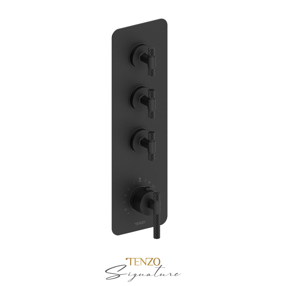 Tenzo Bellacio Extenza 3-Function Thermostatic High-Flow Shower Valve, Rough & Trim, Larger Knurled - BET43-C