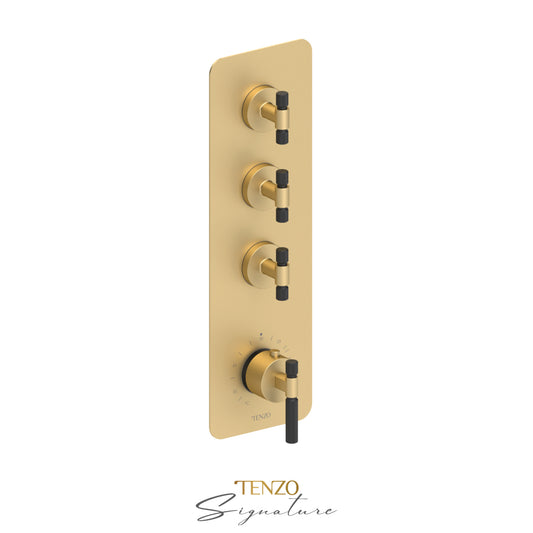 Tenzo Bellacio Extenza 3-Function Thermostatic Shower Valve Trim, Smaller Knurled - F-BET43-F
