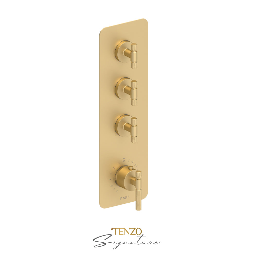 Tenzo Bellacio Extenza 3-Function Thermostatic High-Flow Shower Valve, Rough & Trim, Smaller Knurled - BET43-F