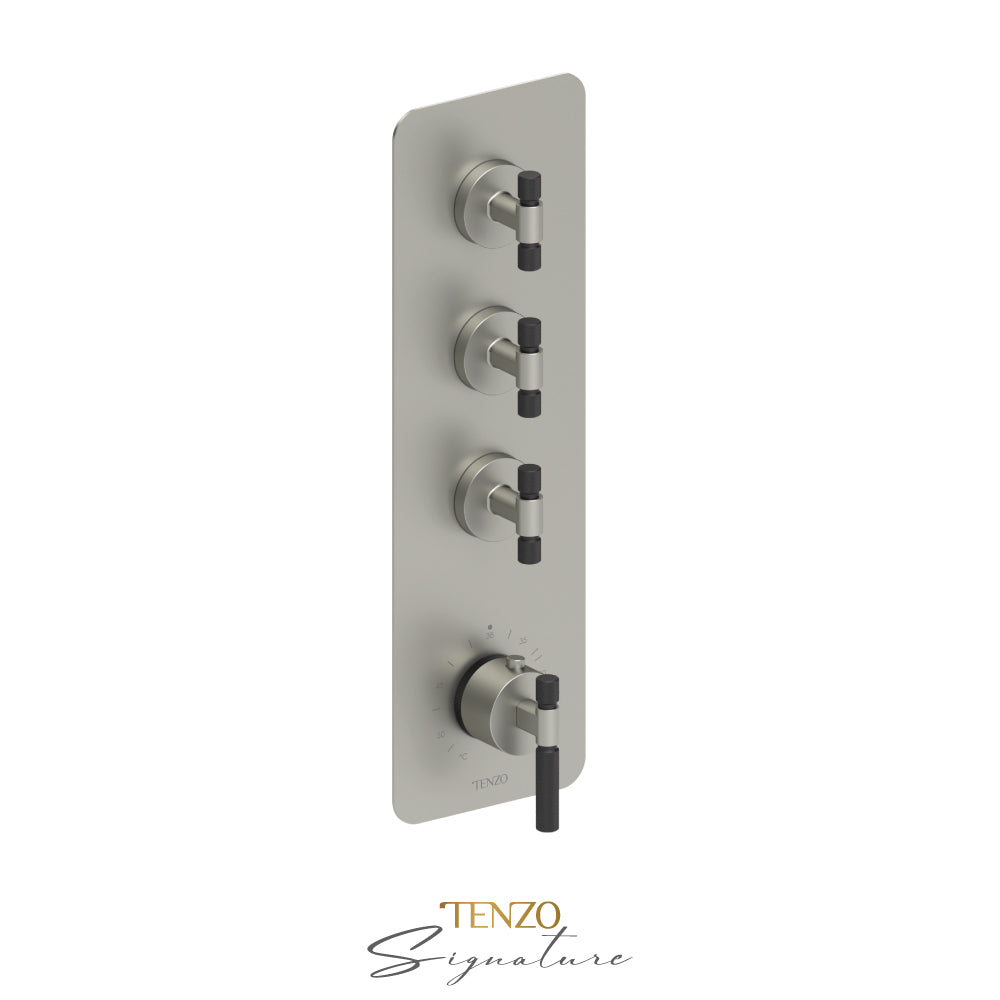 Tenzo Bellacio Extenza 3-Function Thermostatic High-Flow Shower Valve, Rough & Trim, Smaller Knurled - BET43-F