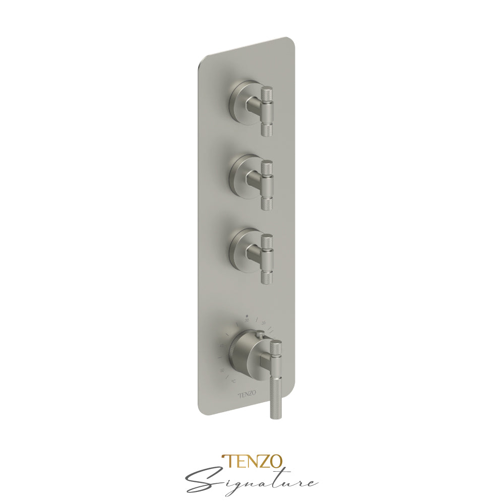 Tenzo Bellacio Extenza 3-Function Thermostatic High-Flow Shower Valve, Rough & Trim, Smaller Knurled - BET43-F