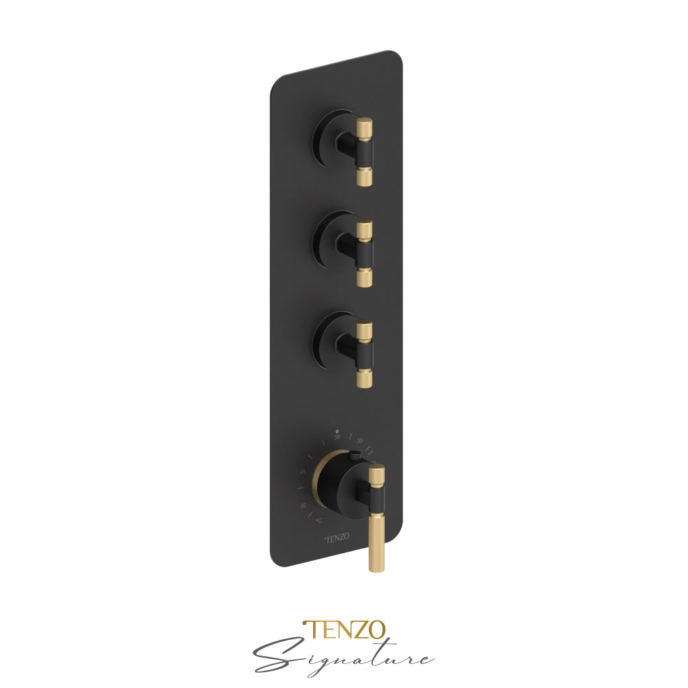 Tenzo Bellacio Extenza 3-Function Thermostatic High-Flow Shower Valve, Rough & Trim, Smaller Knurled - BET43-F