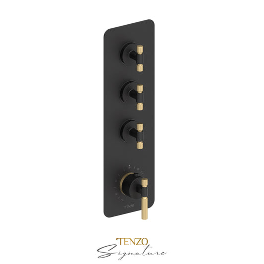 Tenzo Bellacio Extenza 3-Function Thermostatic High-Flow Shower Valve, Rough & Trim, Smaller Knurled - BET43-F
