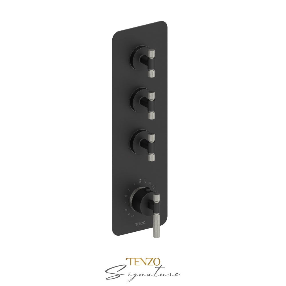 Tenzo Bellacio Extenza 3-Function Thermostatic High-Flow Shower Valve, Rough & Trim, Smaller Knurled - BET43-F