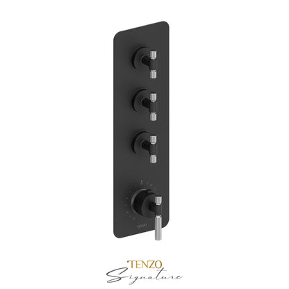 Tenzo Bellacio Extenza 3-Function Thermostatic High-Flow Shower Valve, Rough & Trim, Smaller Knurled - BET43-F