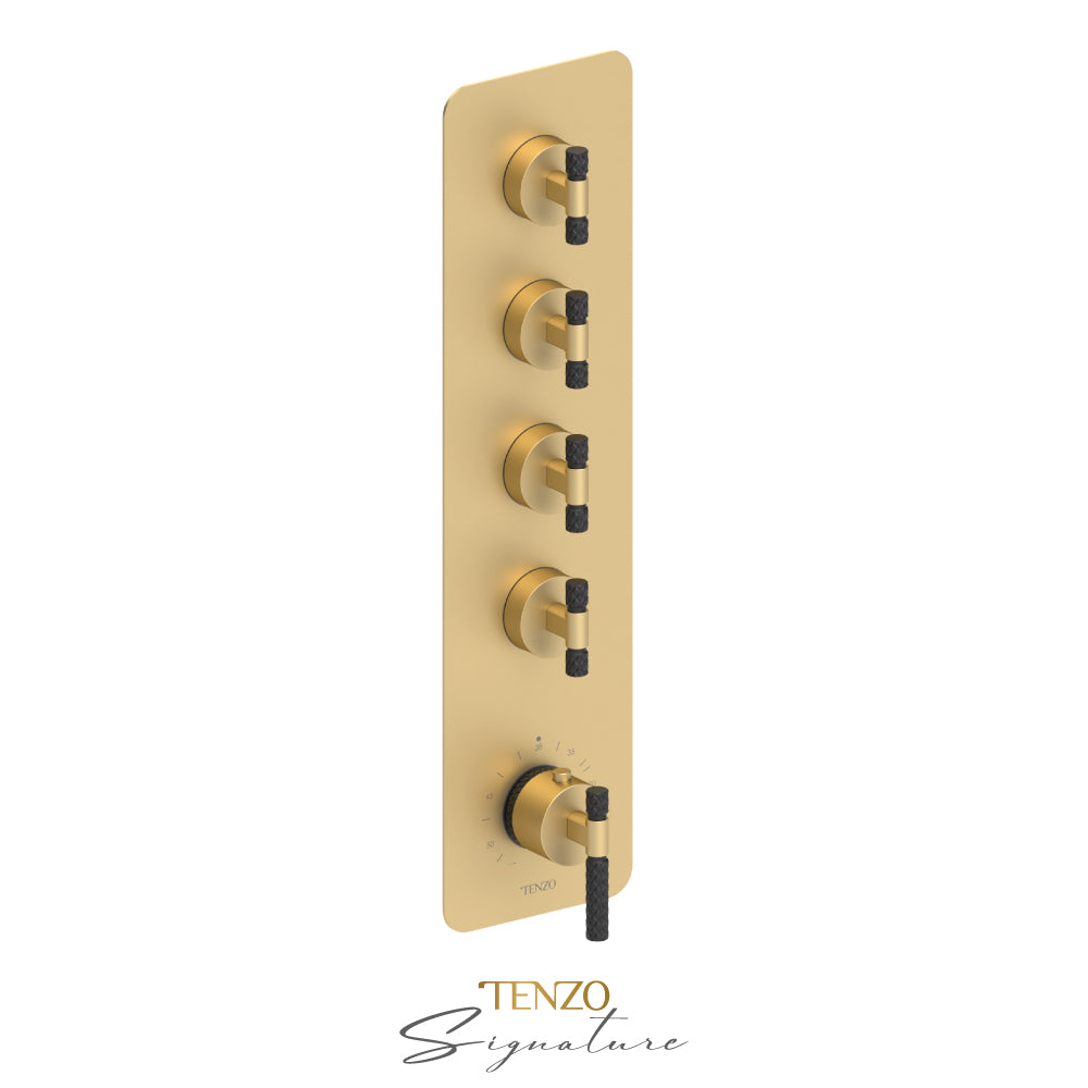 Tenzo Bellacio Extenza 4-Function Thermostatic High-Flow Shower Valve, Rough & Trim, Larger Knurled - BET44-C