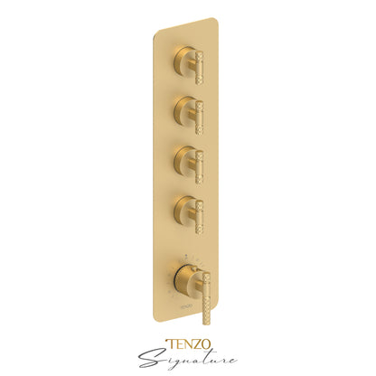 Tenzo Bellacio Extenza 4-Function Thermostatic High-Flow Shower Valve, Rough & Trim, Larger Knurled - BET44-C