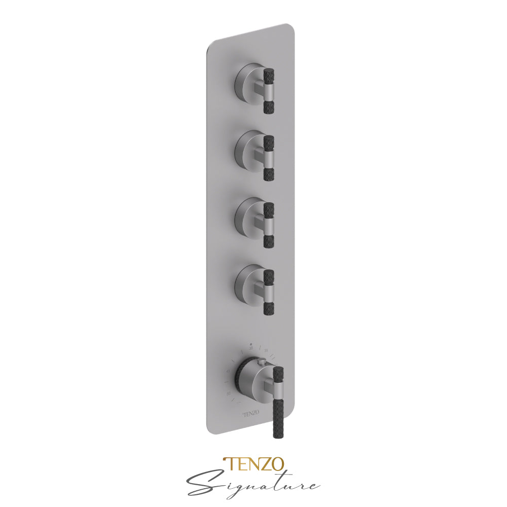 Tenzo Bellacio Extenza 4-Function Thermostatic High-Flow Shower Valve, Rough & Trim, Larger Knurled - BET44-C