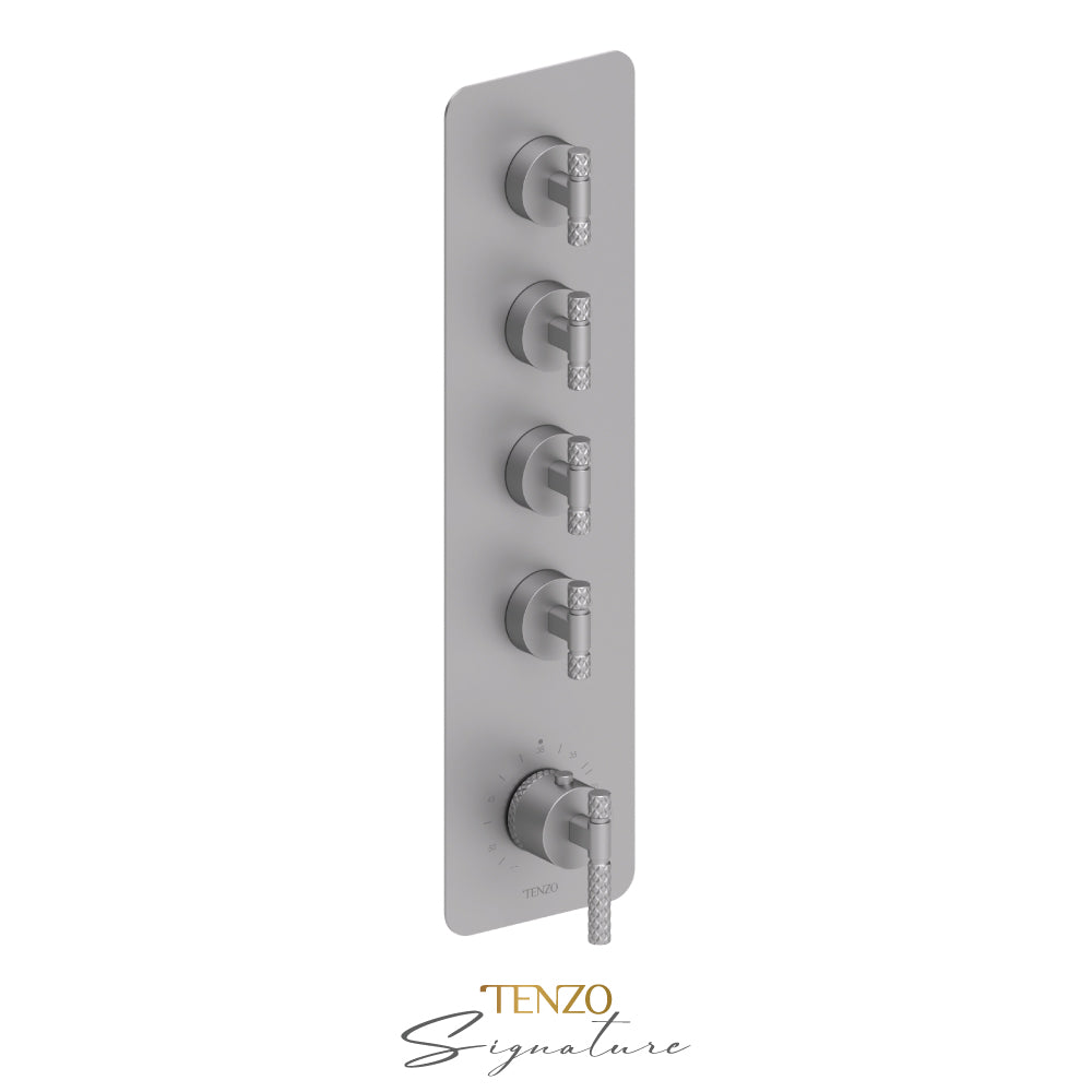 Tenzo Bellacio Extenza 4-Function Thermostatic High-Flow Shower Valve, Rough & Trim, Larger Knurled - BET44-C