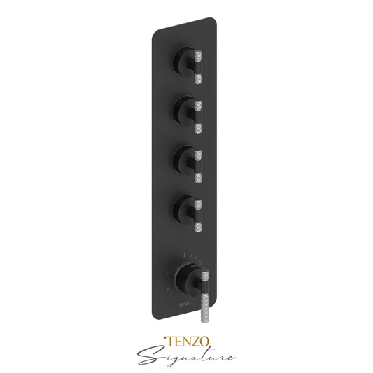 Tenzo Bellacio Extenza 4-Function Thermostatic High-Flow Shower Valve, Rough & Trim, Larger Knurled - BET44-C