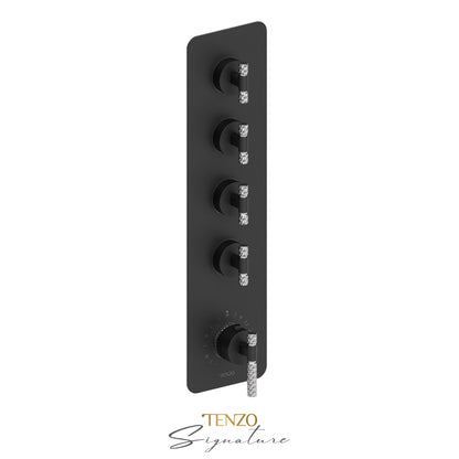 Tenzo Bellacio Extenza 4-Function Thermostatic High-Flow Shower Valve, Rough & Trim, Larger Knurled - BET44-C