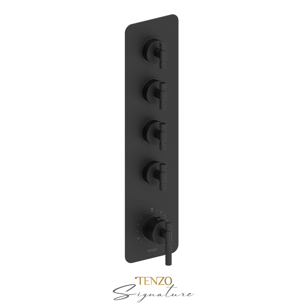 Tenzo Bellacio Extenza 4-Function Thermostatic High-Flow Shower Valve, Rough & Trim, Larger Knurled - BET44-C