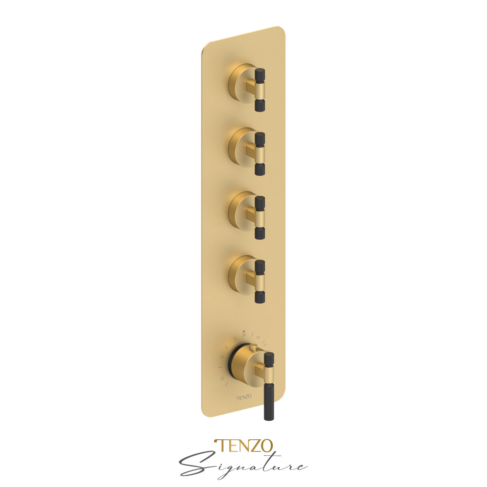 Tenzo Bellacio Extenza 4-Function Thermostatic High-Flow Shower Valve, Rough & Trim, Smaller Knurled - BET44-F