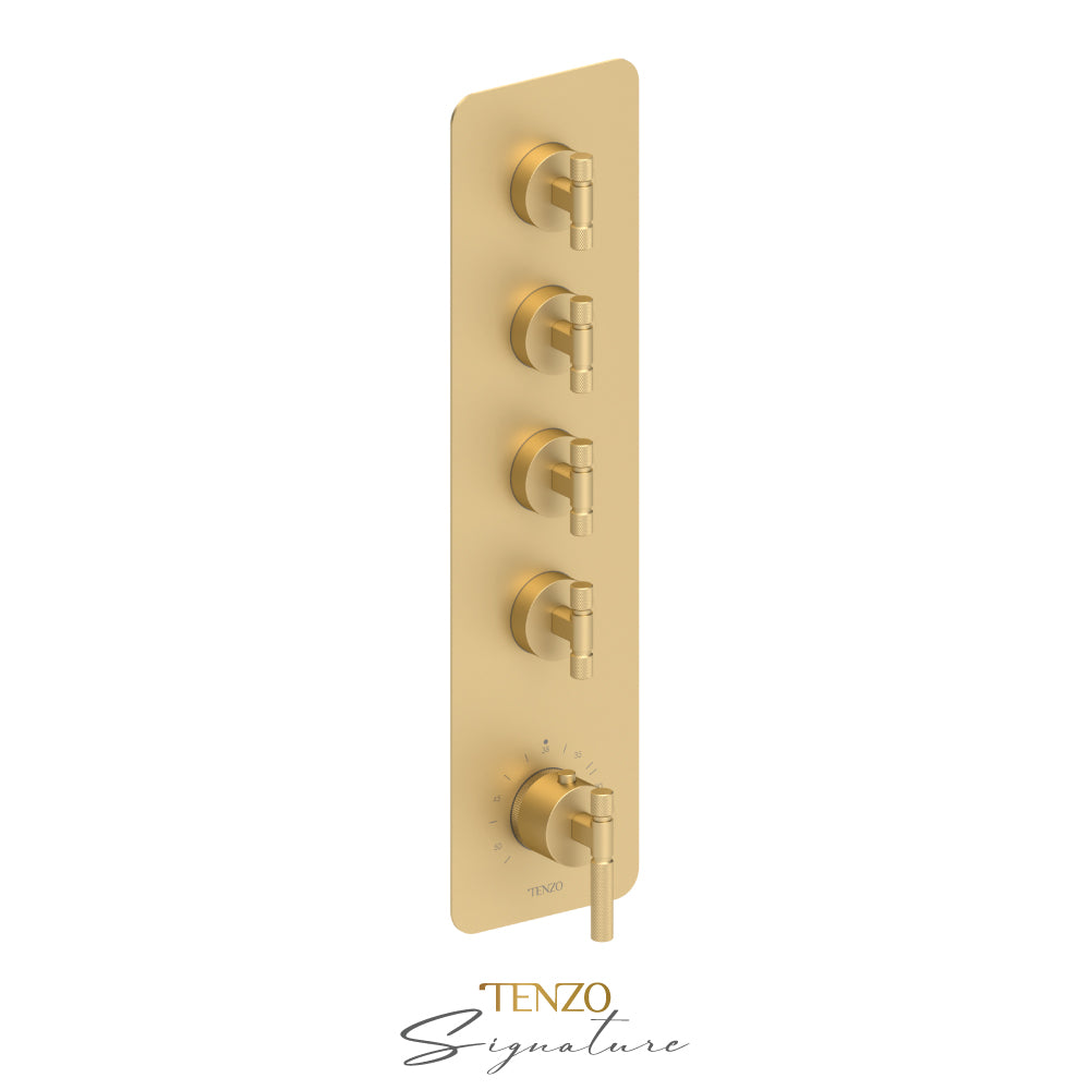 Tenzo Bellacio Extenza 4-Function Thermostatic High-Flow Shower Valve, Rough & Trim, Smaller Knurled - BET44-F