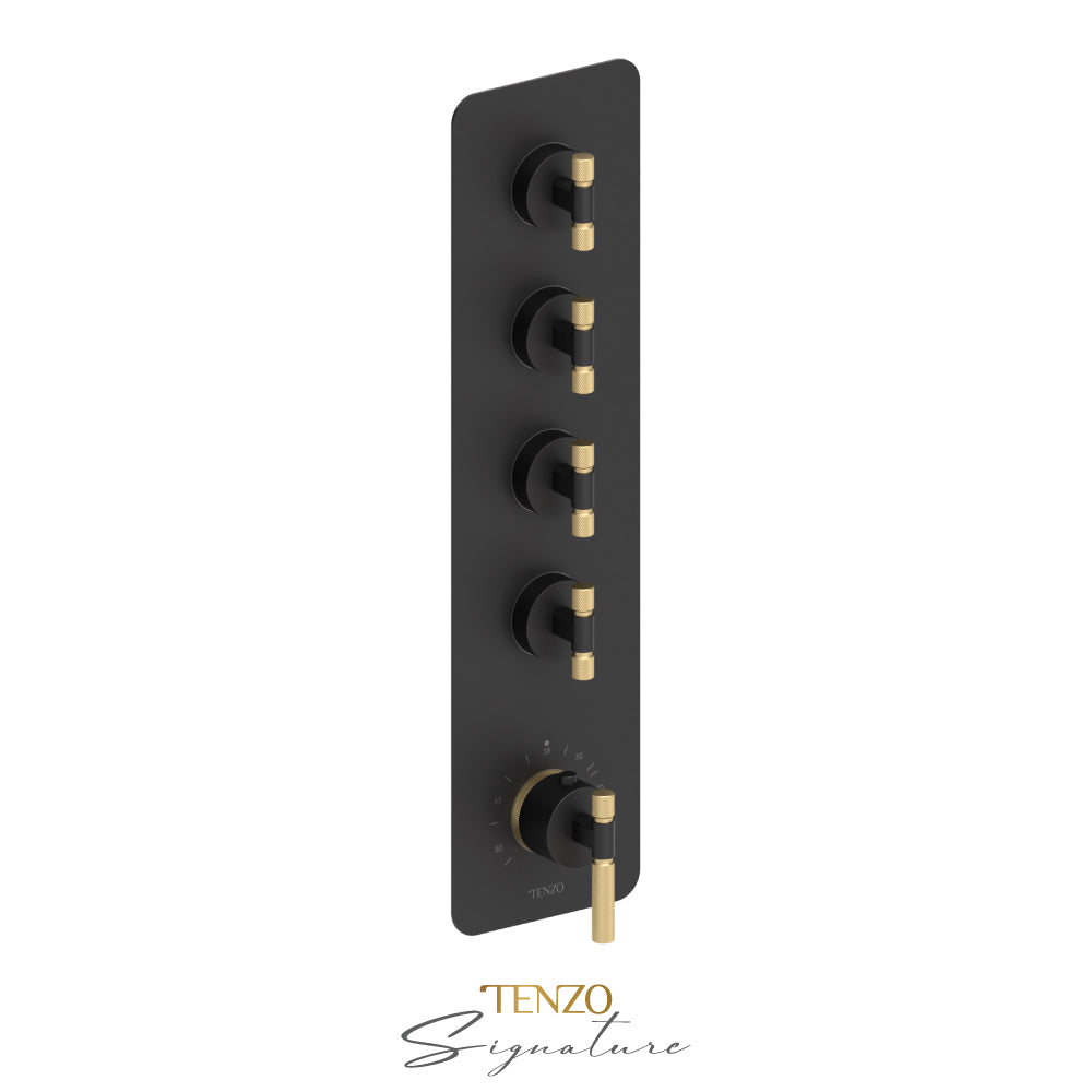 Tenzo Bellacio Extenza 4-Function Thermostatic High-Flow Shower Valve, Rough & Trim, Smaller Knurled - BET44-F