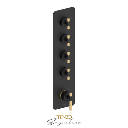 Tenzo Bellacio Extenza 4-Function Thermostatic High-Flow Shower Valve, Rough & Trim, Smaller Knurled - BET44-F