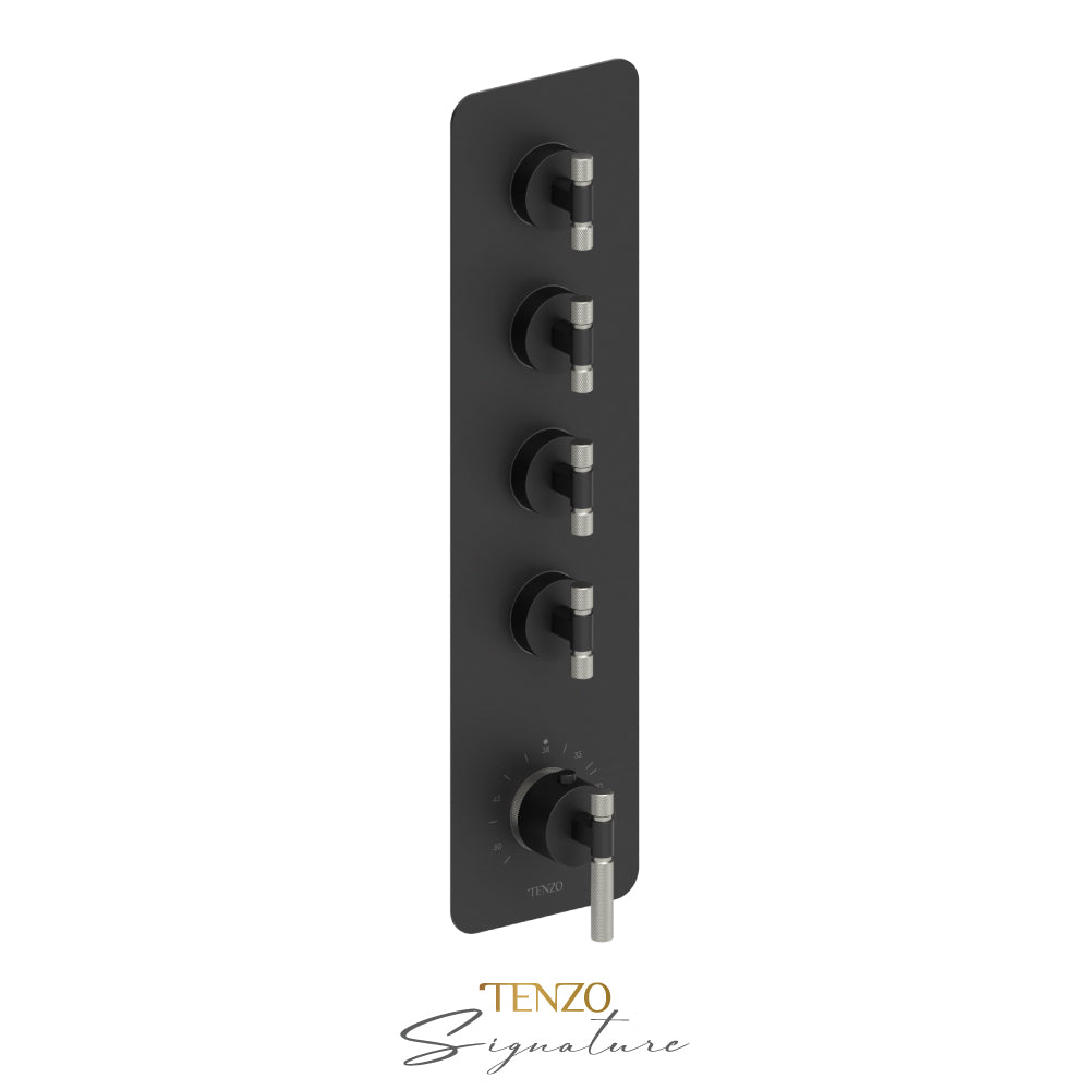 Tenzo Bellacio Extenza 4-Function Thermostatic High-Flow Shower Valve, Rough & Trim, Smaller Knurled - BET44-F