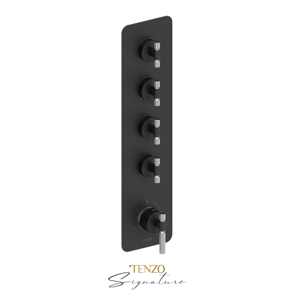 Tenzo Bellacio Extenza 4-Function Thermostatic High-Flow Shower Valve, Rough & Trim, Smaller Knurled - BET44-F