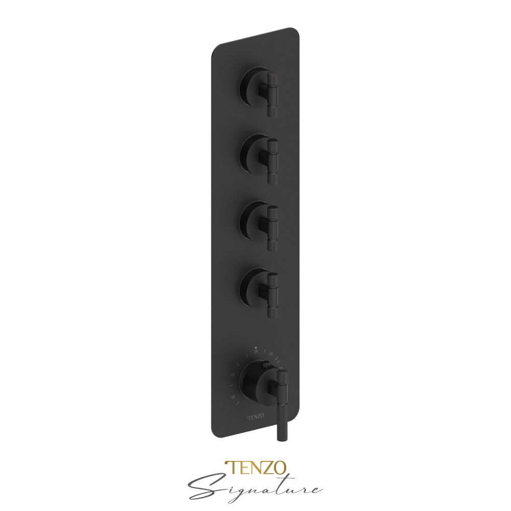Tenzo Bellacio Extenza 4-Function Thermostatic High-Flow Shower Valve, Rough & Trim, Smaller Knurled - BET44-F