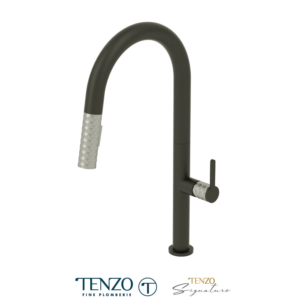 Tenzo Calozy Pull-Down Single-Handle Kitchen Faucet With C-Spout & 2-Function Sprayer - CA130