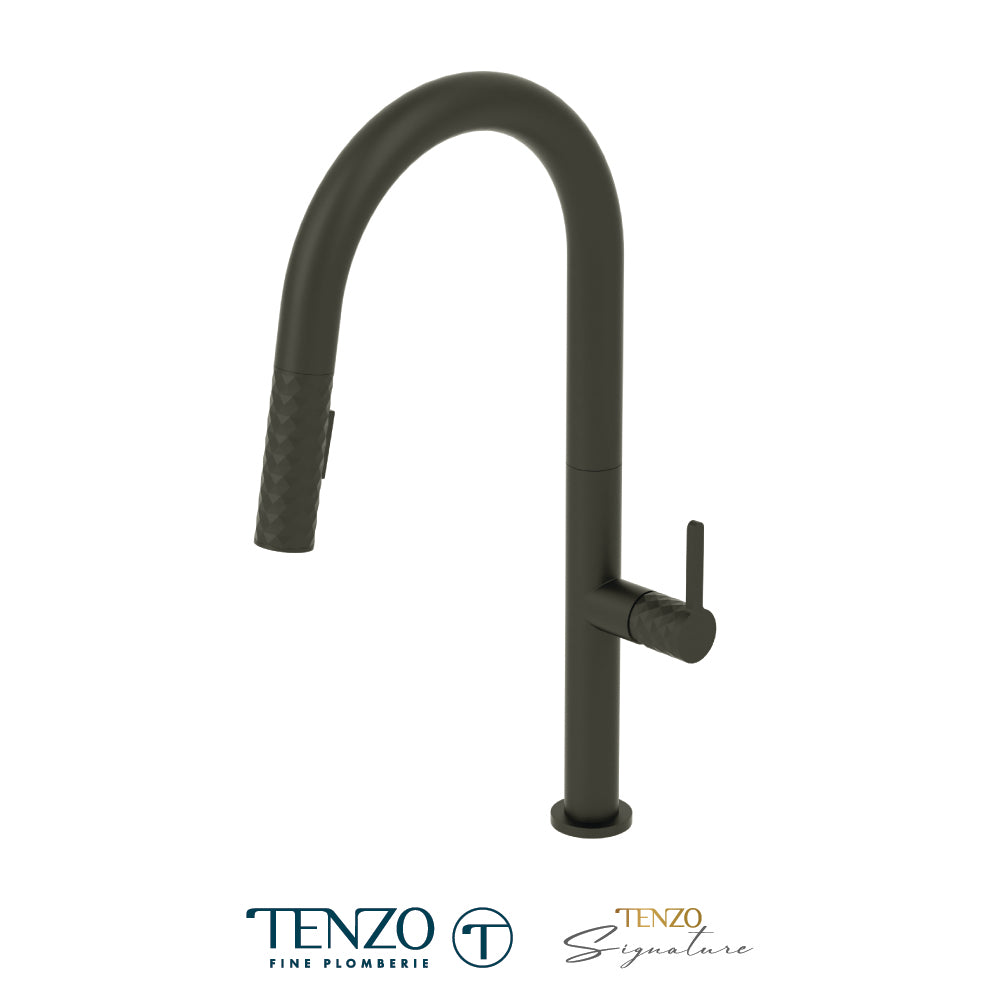 Tenzo Calozy Pull-Down Single-Handle Kitchen Faucet With C-Spout & 2-Function Sprayer - CA130