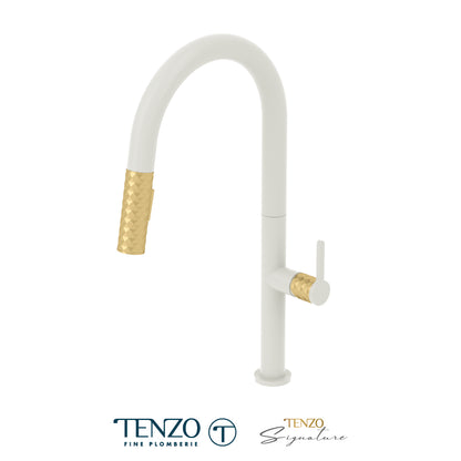 Tenzo Calozy Pull-Down Single-Handle Kitchen Faucet With C-Spout & 2-Function Sprayer - CA130