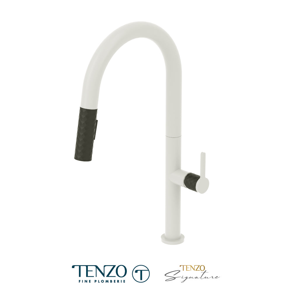 Tenzo Calozy Pull-Down Single-Handle Kitchen Faucet With C-Spout & 2-Function Sprayer - CA130