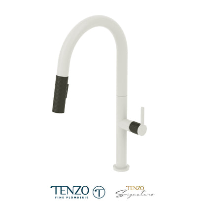 Tenzo Calozy Pull-Down Single-Handle Kitchen Faucet With C-Spout & 2-Function Sprayer - CA130