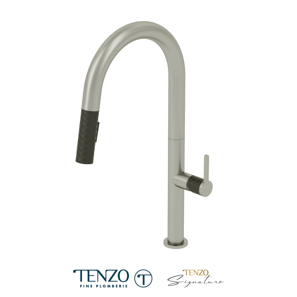 Tenzo Calozy Pull-Down Single-Handle Kitchen Faucet With C-Spout & 2-Function Sprayer - CA130