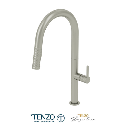 Tenzo Calozy Pull-Down Single-Handle Kitchen Faucet With C-Spout & 2-Function Sprayer - CA130