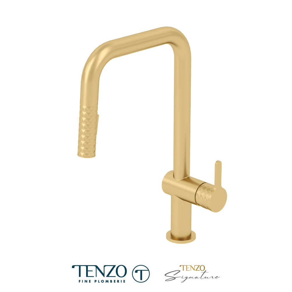 Tenzo Calozy Pull-Down Single-Handle Kitchen Faucet With U-Spout & 2-Function Sprayer - CA131