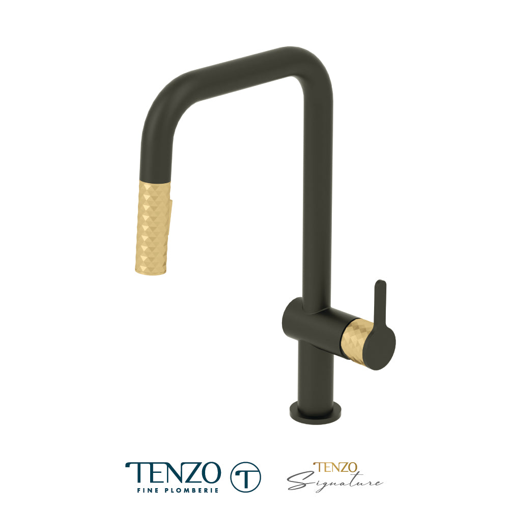 Tenzo Calozy Pull-Down Single-Handle Kitchen Faucet With U-Spout & 2-Function Sprayer - CA131